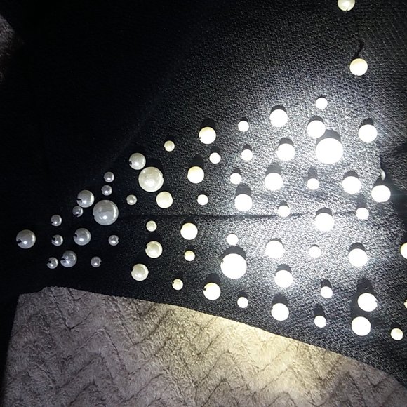 Women's Backless Mini Dress With Beaded Trim/Faux Pearls - Black - Size Small - Picture 15 of 16